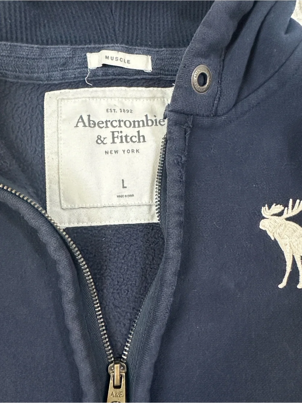 Abercrombie & Fitch Navy Blue Zip Hoodie